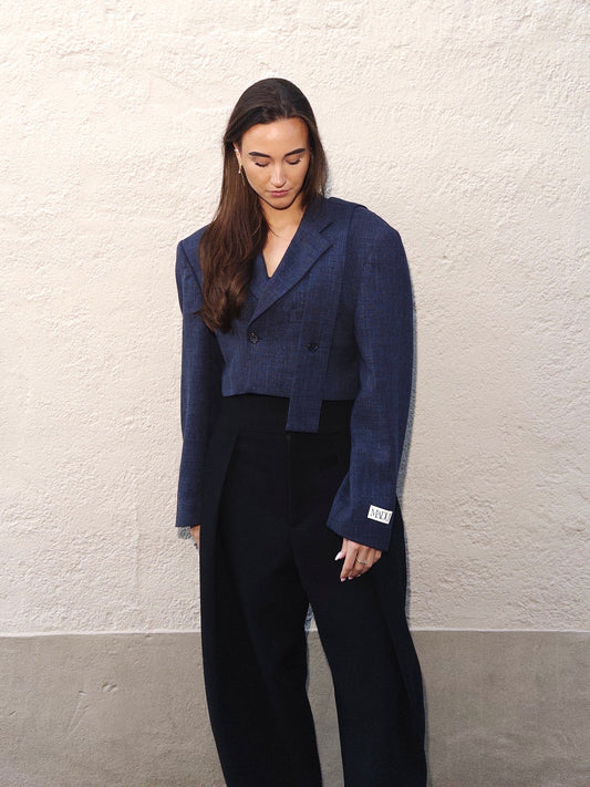 Belted cropped blazer