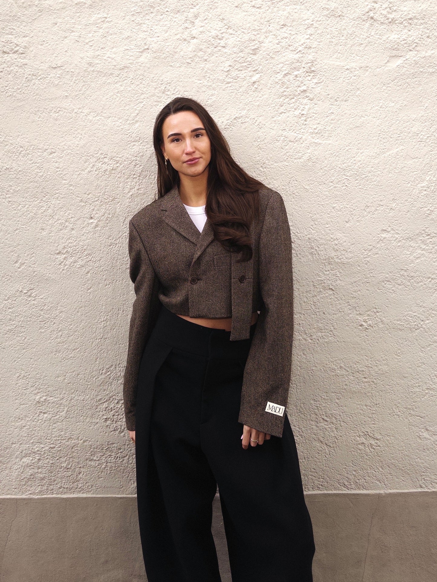Belted cropped blazer