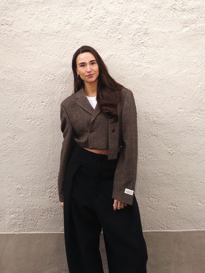 Belted cropped blazer