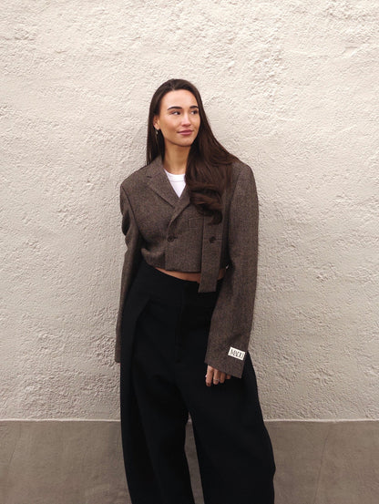 Belted cropped blazer