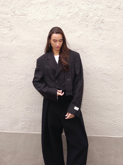 Belted cropped blazer
