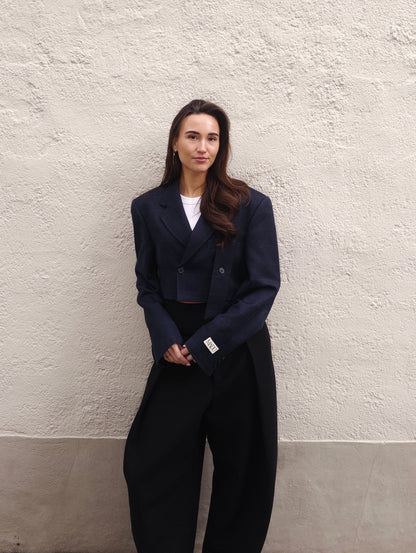 Belted cropped blazer
