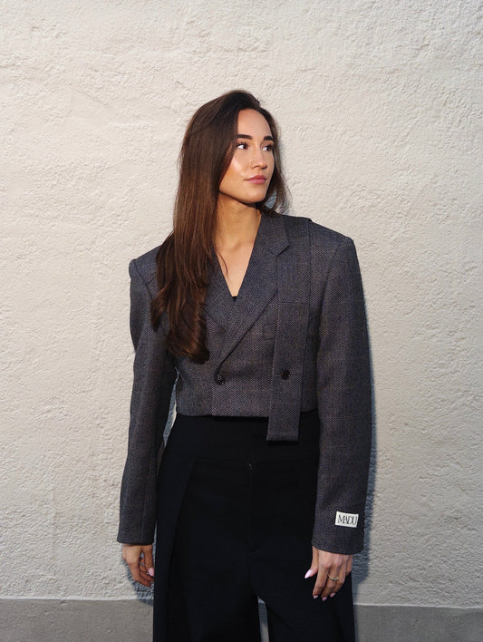 Belted cropped blazer